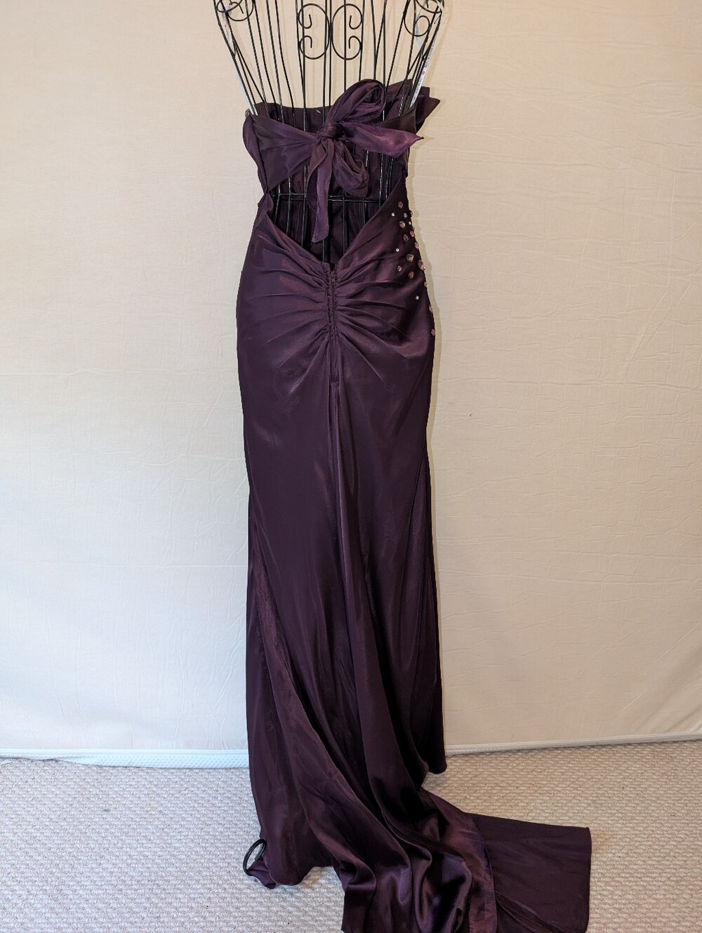 Purple Rhinestone Dress With Train - Picture 4 of 6